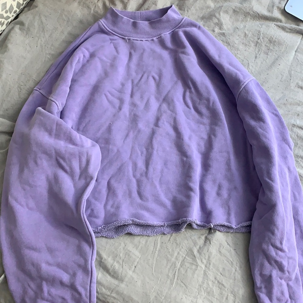 Cropped purple long sleeve top